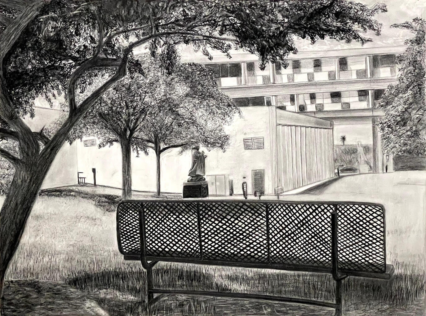 Take the Weight Off Your Feet (2021), 18" x 24", Charcoal on Paper