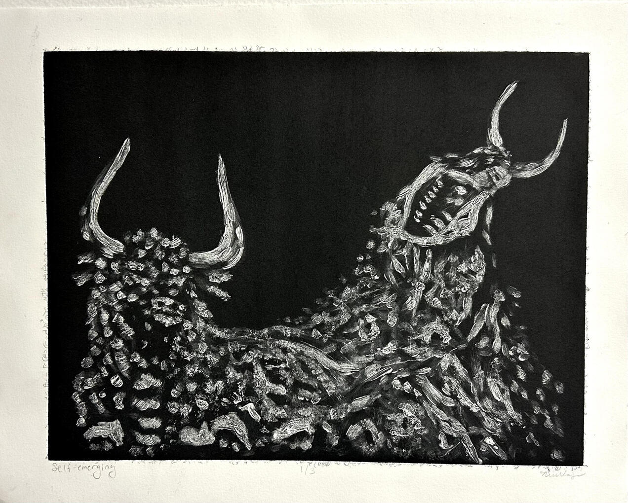 Self-Emerging (2024), Silk Aquatint,14” x 11” in